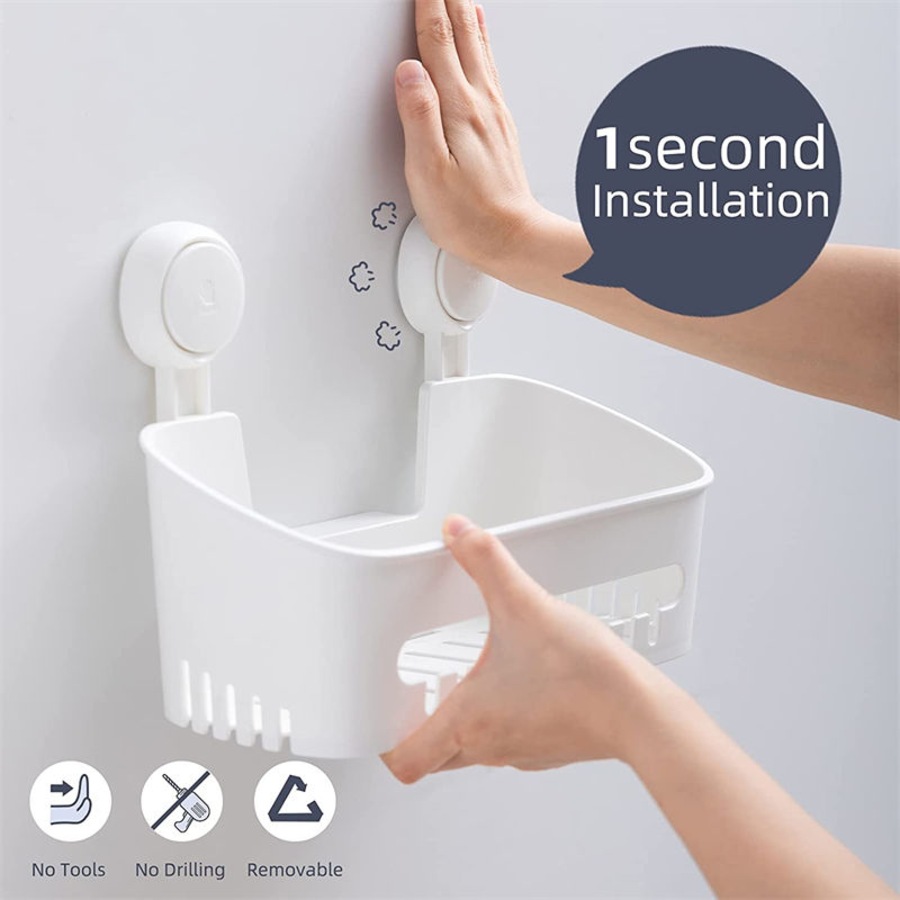 Catzon Shower Caddy Drill-Free with Vacuum Suction Cup Removable Storage Basket