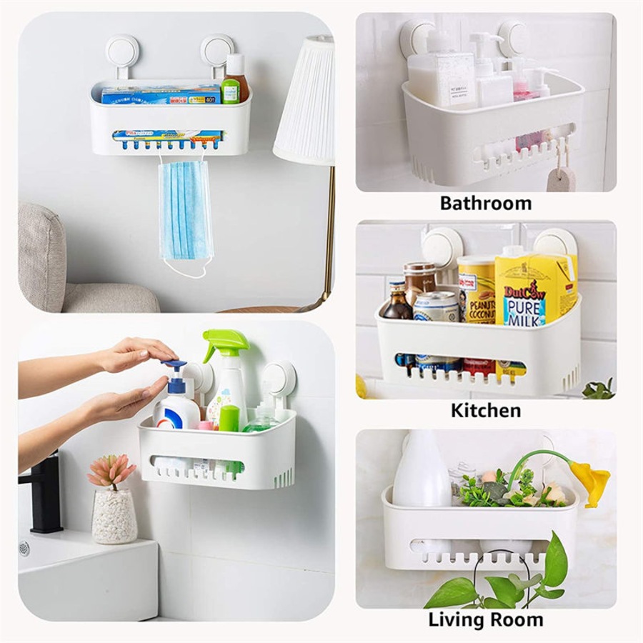 Catzon Shower Caddy Drill-Free with Vacuum Suction Cup Removable Storage Basket