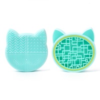 Catzon Silicone 2 in 1 Makeup Brush Cleaning Mat Protable Storage Holder-NordicGreen