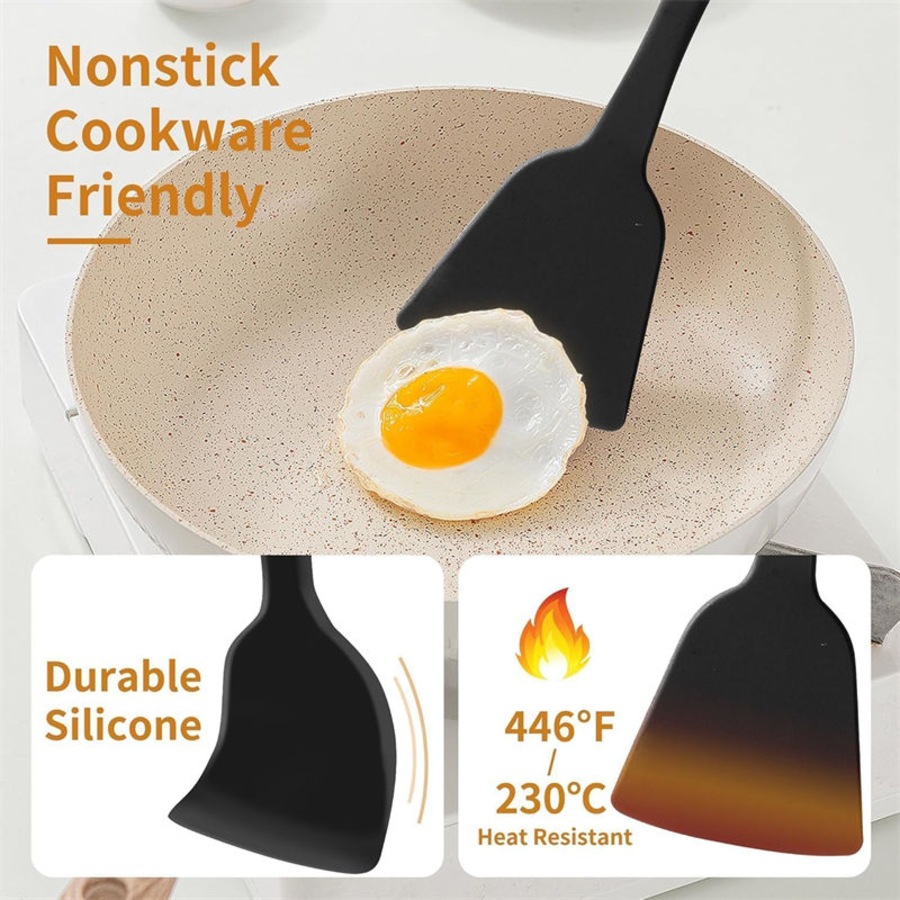 Catzon Silicone Kitchen Utensils Set 11 Pcs Cooking Utensils Set Non Toxic Spatula Set with Holder-Pink