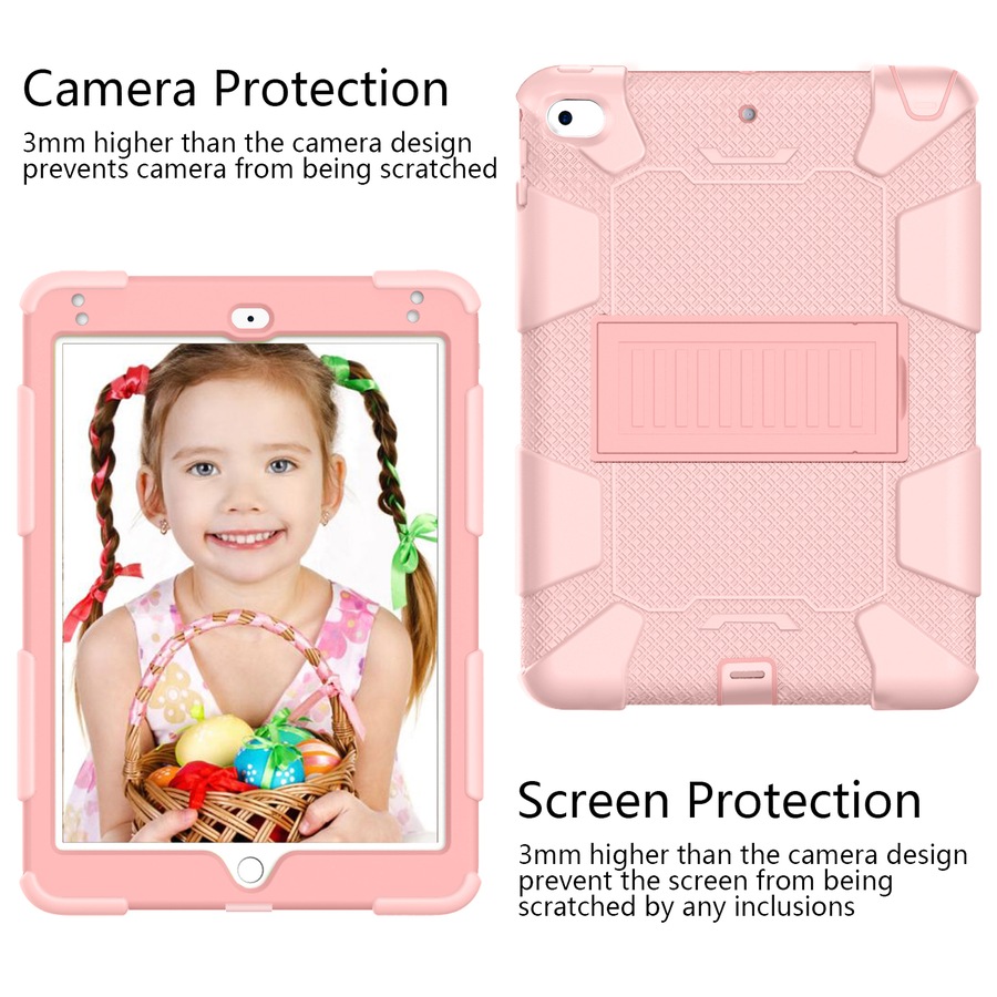 Catzon Silicone+PC Case 3-Layer Anti-fall Protective Cover Tablet Stand For iPad Mini 4 5-1rose gold