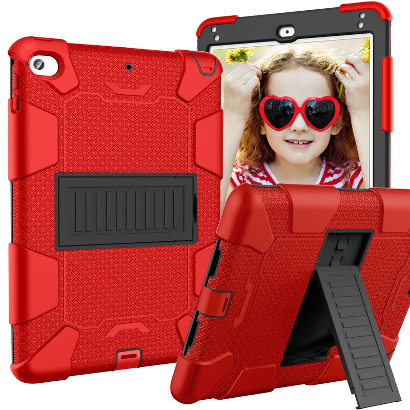Catzon Silicone+PC Case 3-Layer Anti-fall Protective Cover Tablet Stand For iPad Mini 4 5-3red black