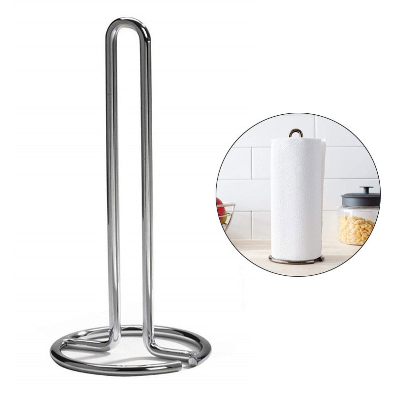 Catzon Simple Tear Standing Paper Towel Holder for Kitchen Countertop -Silver