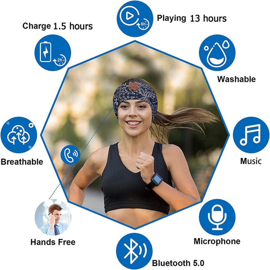 Catzon Sleep Headphones Wireless Bluetooth Headband Built in Speakers for Side Sleepers