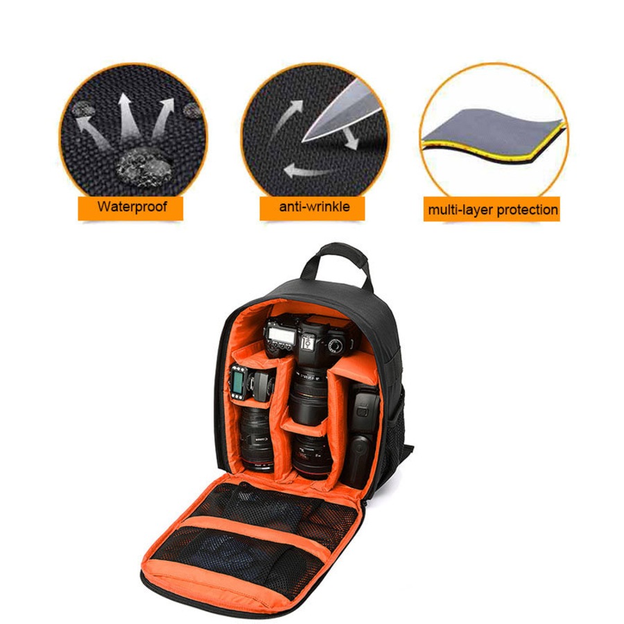 Catzon SLR/DSLR Camera Bag Waterproof for Canon Sony Digital Lens Medium-Orange