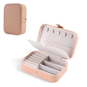 Catzon Small Jewelry Box Necklace Ring Double Layer Storage Bag Travel Organizer -Orange