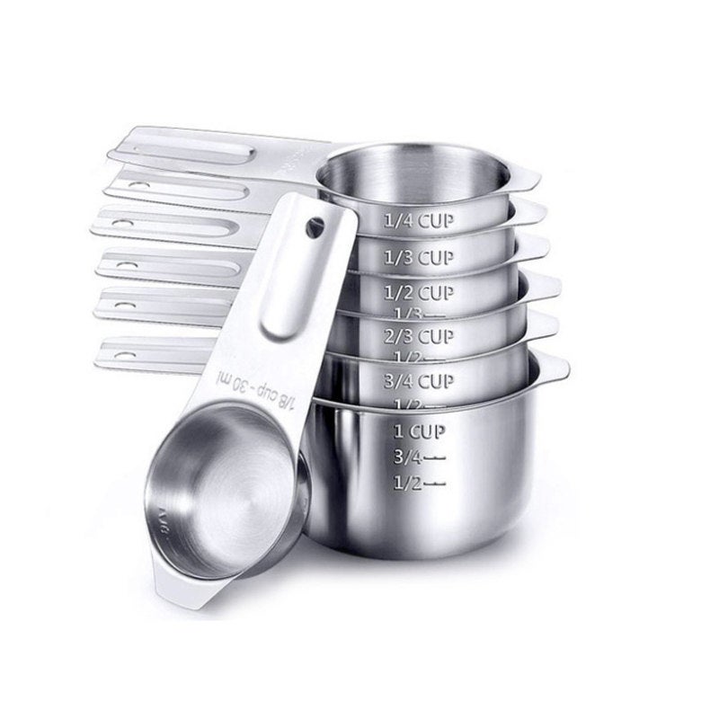 Catzon Stainless Steel Measuring Cups Set 7 Piece Stackable Set with Spout Baking Tools