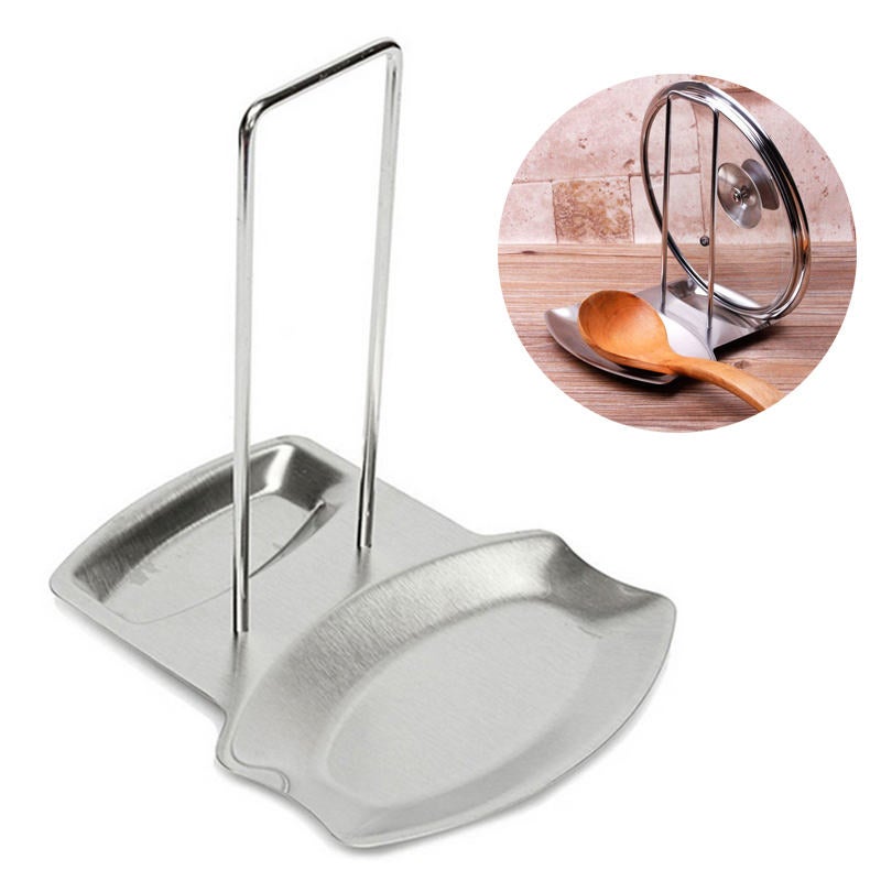 Catzon Stainless Steel Pan Lid Holder for Pots and Spoon Rest Shelf Kitchen Storage Tool