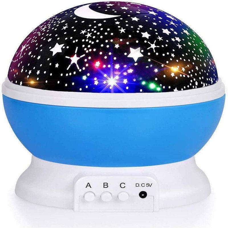 Catzon Star Night Light for Kids Nebula Star Projector 360 Degree Rotation 4 LED Bulbs 9 Light Color Changing with USB Cable Romantic Gifts-Blue