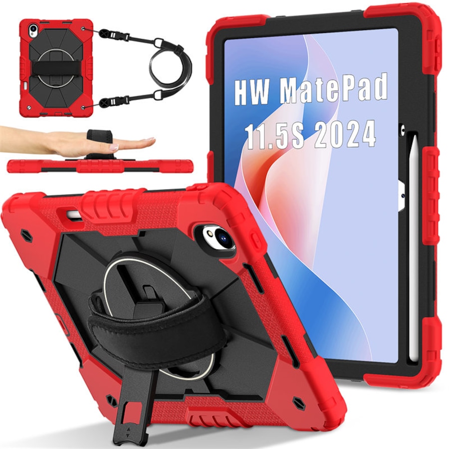 Catzon Tablet Case for Huawei MatePad 11.5s Shockproof Case with Strap-RedBlack