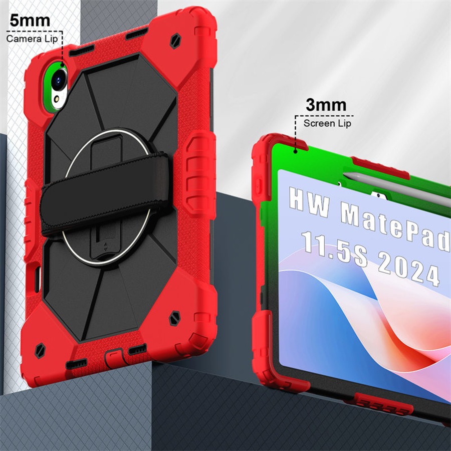 Catzon Tablet Case for Huawei MatePad 11.5s Shockproof Case with Strap-RedBlack
