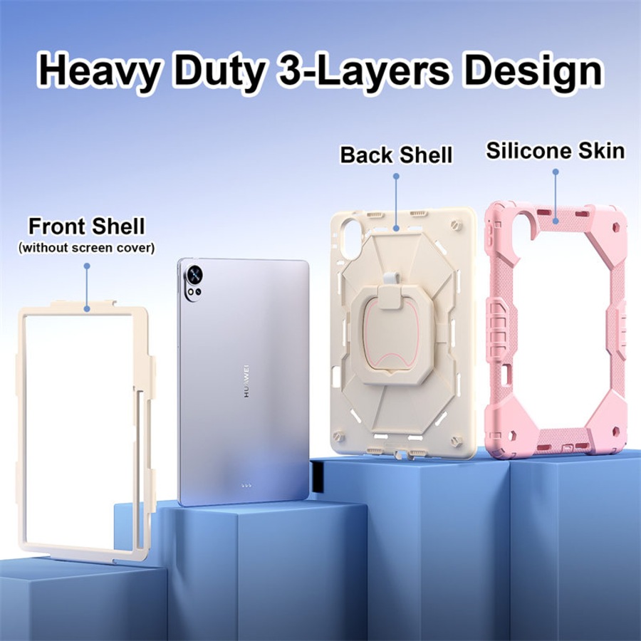 Catzon Tablet Case for Huawei MatePad Air 12In Shockproof Case with Strap-RosyGoldBeige