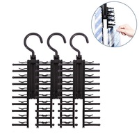 Catzon Tie Rack Holder Rotatable Organizer and Storage Rack 3 Pack -Black