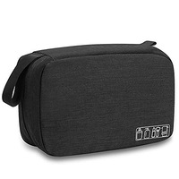 Catzon Toiletry Bag Travel Bag with Hanging Hook, Water-resistant Makeup Cosmetic Bag Travel Organizer for Accessories (Black)