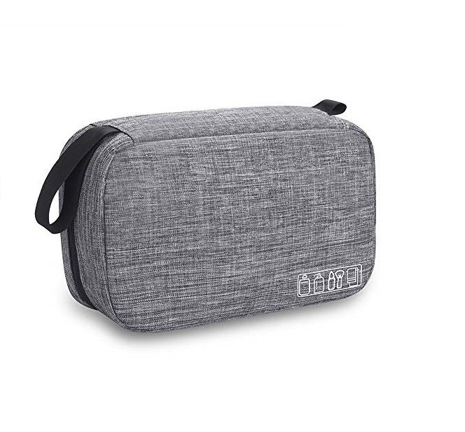 Catzon Toiletry Bag Travel Bag with Hanging Hook, Water-resistant Makeup Cosmetic Bag Travel Organizer for Accessories (Grey)