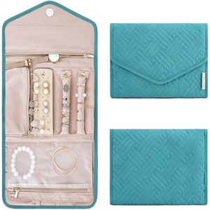 Catzon Travel Jewelry Organizer Roll Foldable Jewelry Case for Rings Necklaces - Sky Blue