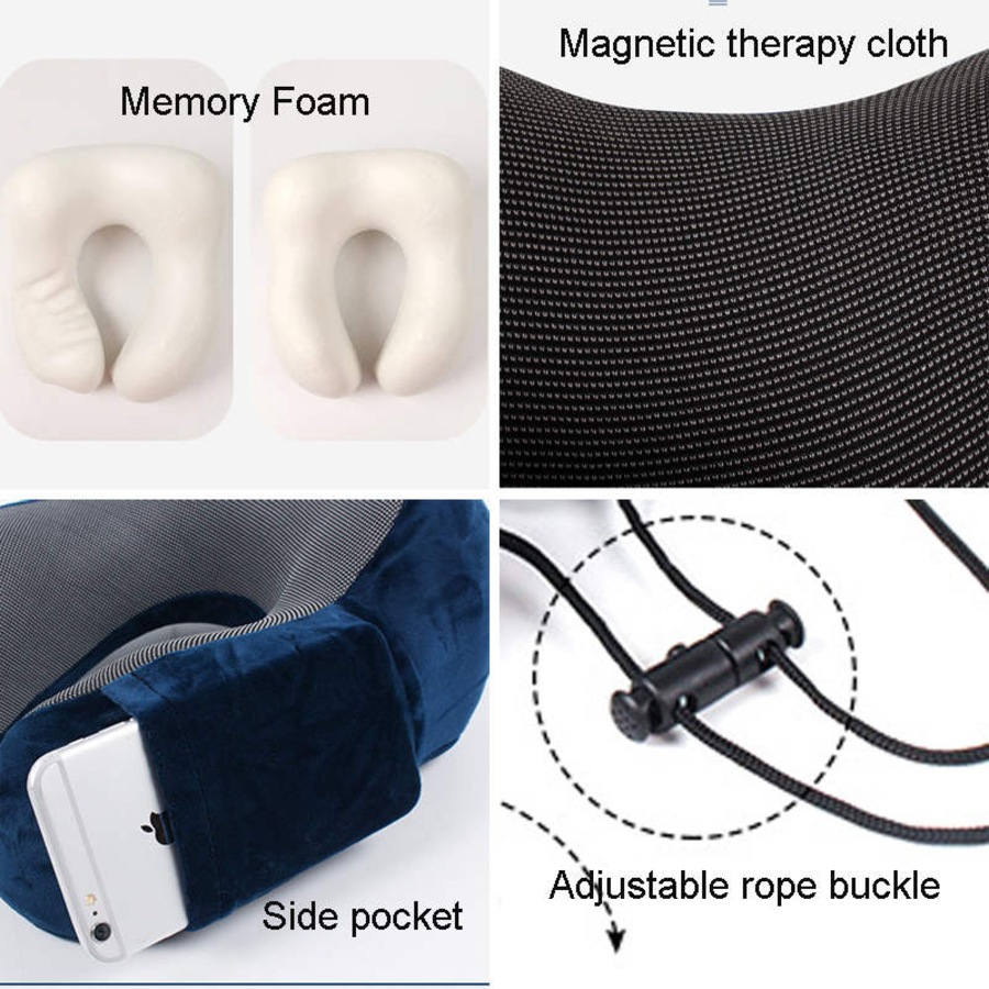 Catzon Travel Neck Pillow Premium Memory Foam for Airplane Car Office-Pink