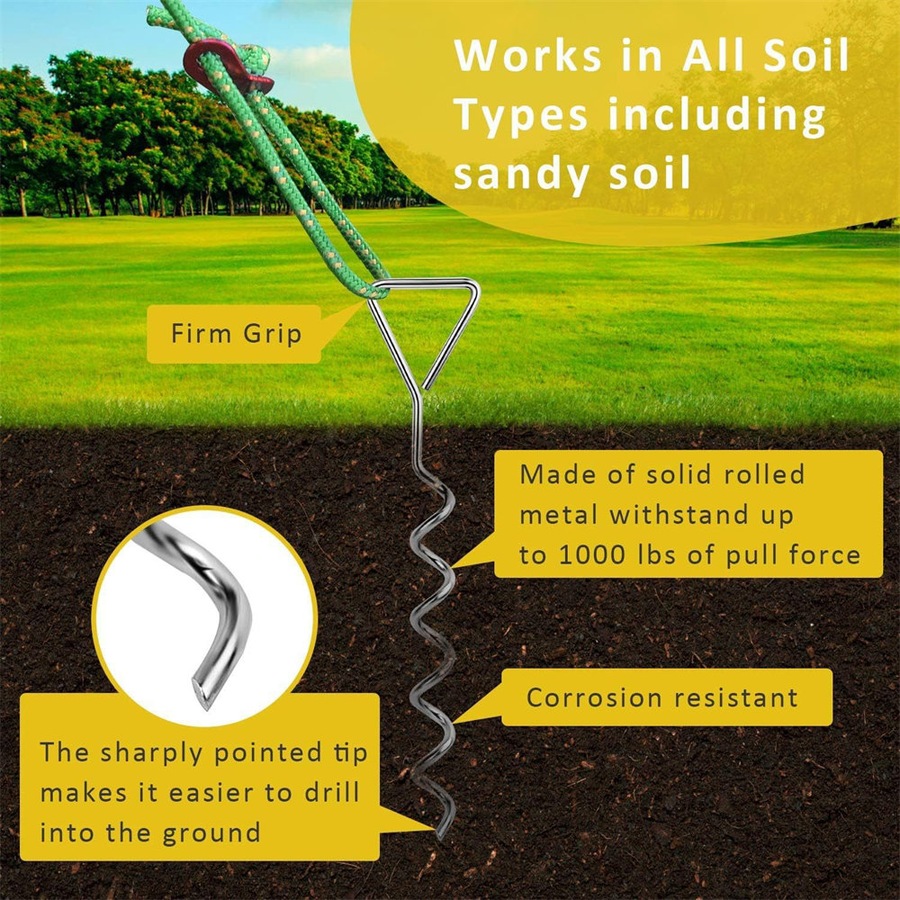 Catzon Tree Stake Kit Heavy Duty Spiral Tree Stakes for Leaning Trees-Silver