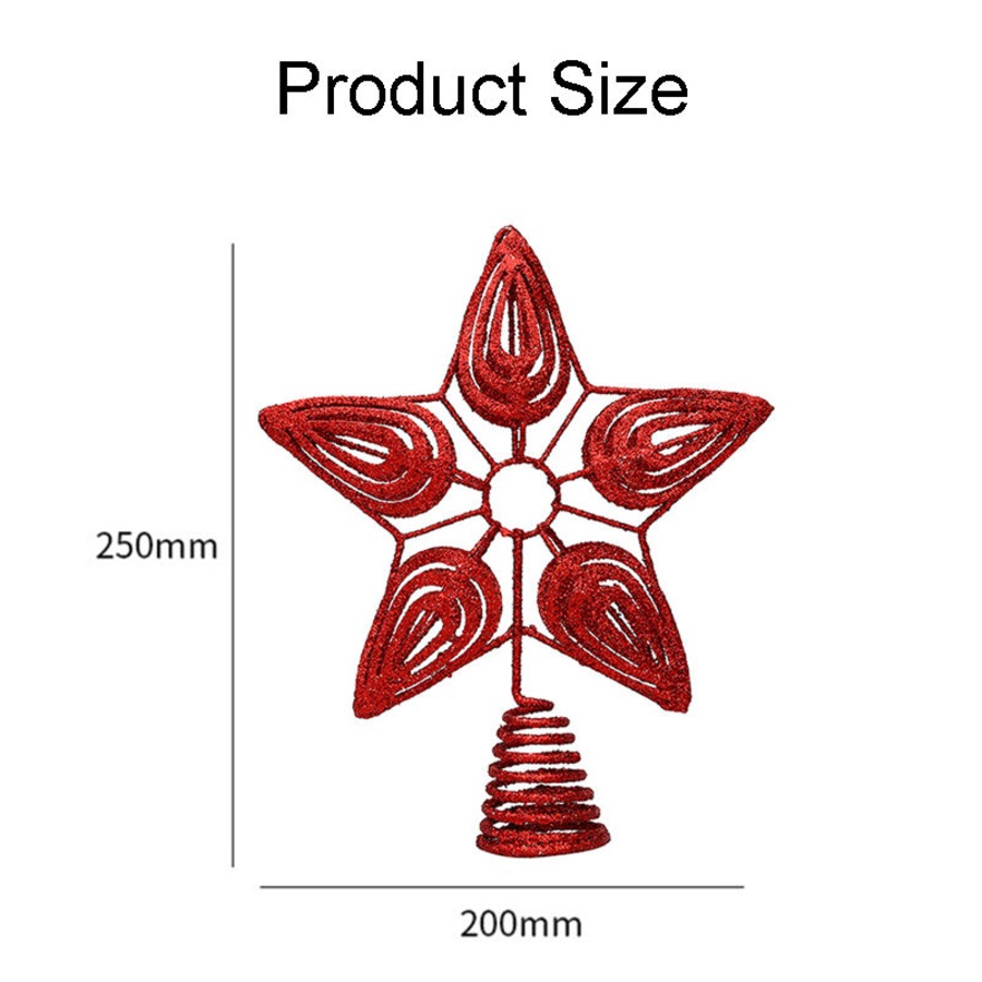 Catzon Tree Topper Decorations for Christmas Exquisite Shimmery Pentagram-Red