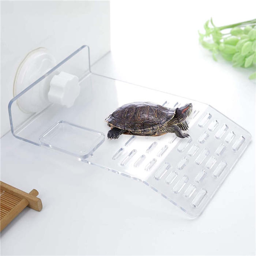Catzon Turtle Basking Platform Fish Tank Aquarium Platform Tortoise Resting Terrace With Suction Cups-M