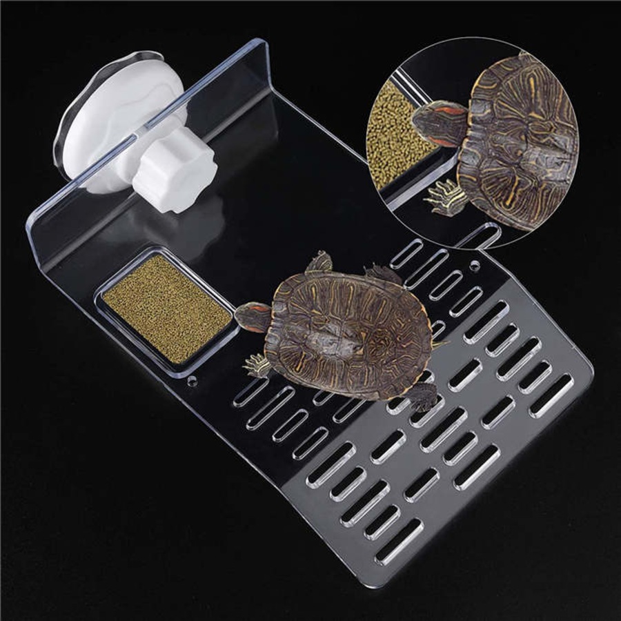 Catzon Turtle Basking Platform Fish Tank Aquarium Platform Tortoise Resting Terrace With Suction Cups-M