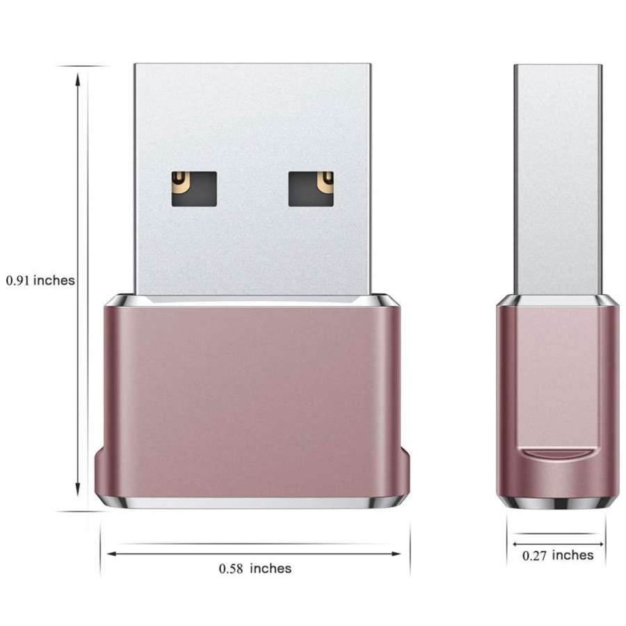 Catzon USB C Female to USB Male Adapter 2 Pack Type A Charger Cable Power Converter for iPhone 13 Pro Max-Pink