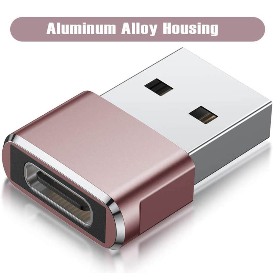 Catzon USB C Female to USB Male Adapter 2 Pack Type A Charger Cable Power Converter for iPhone 13 Pro Max-Pink