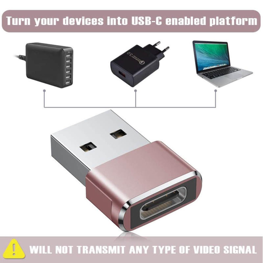 Catzon USB C Female to USB Male Adapter 2 Pack Type A Charger Cable Power Converter for iPhone 13 Pro Max-Pink