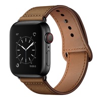 Catzon Watch Band Genuine Leather Loop 38/42mm Watchband For iWatch 40/44mm For Apple Watch 4/3/2/1 ?C Crazy-horse Dark Brown