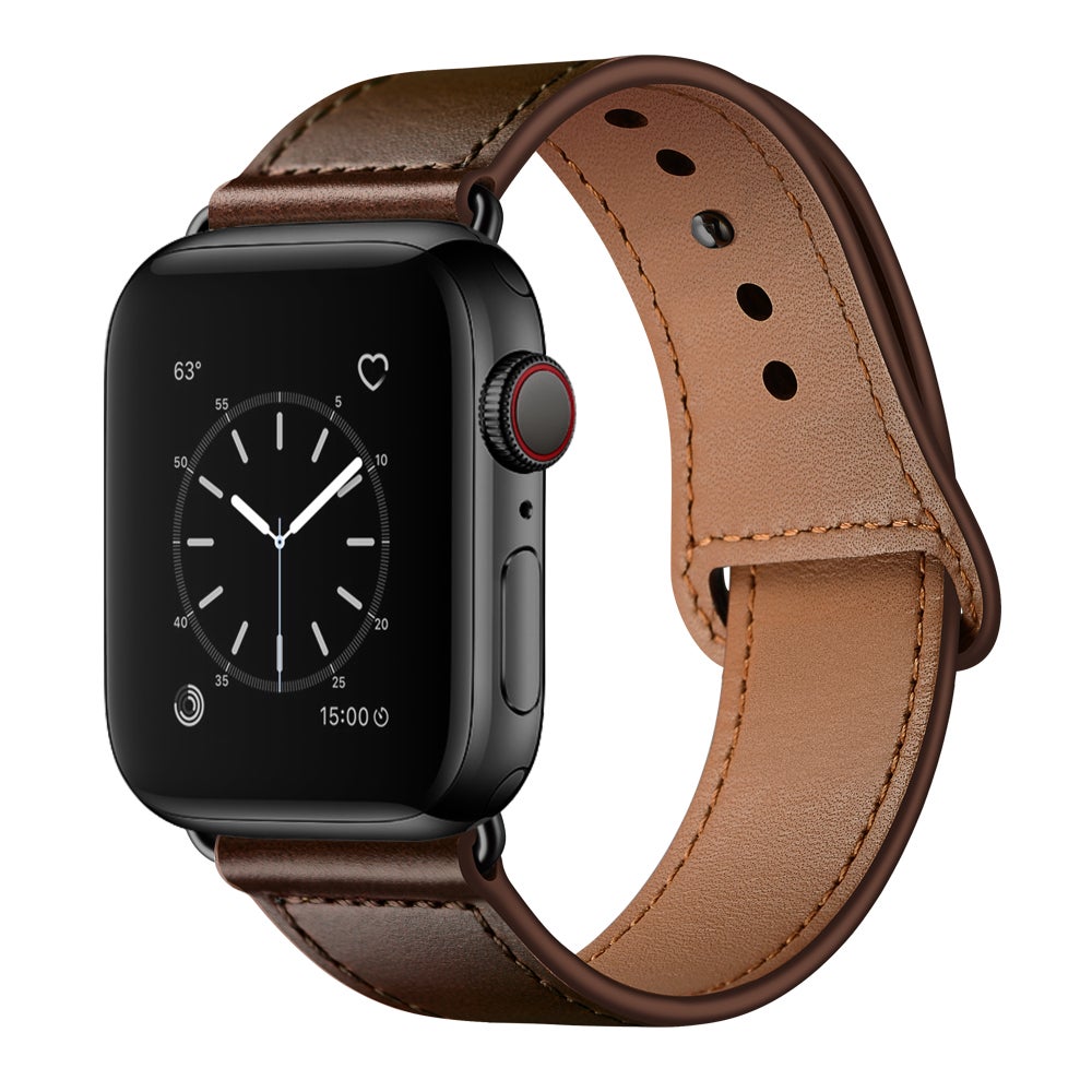 Catzon Watch Band Genuine Leather Loop 38/42mm Watchband For iWatch 40/44mm For Apple Watch 4/3/2/1 ?C Oil Wax Dark Brown