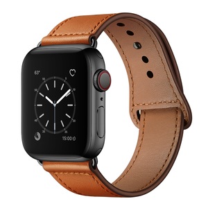 Catzon Watch Band Genuine Leather Loop 42mm 38mm Watchband For iWatch 44mm 40mm For Apple Watch 4/3/2/1 - Brown