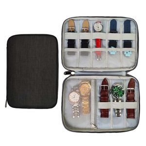 Catzon Watch Bands Storage Bag 10-15 Watch Strap Organizer Waterproof Travel Wirstband Pouch for iWatch Bands and Accessories-Black