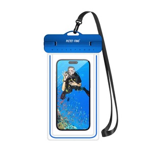 Catzon Waterproof Mobile Phone Bag IPX8 Phone Case with Lanyard Dry Bag for Up to 8.2 Inch-Dark Blue