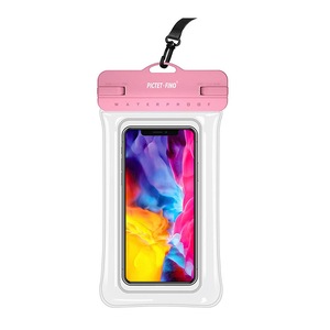 Catzon Waterproof Mobile Phone Bag TPU Inflatable Floating Model with Lanyard Dry Bag for Up to 8.2 Inch-Pink