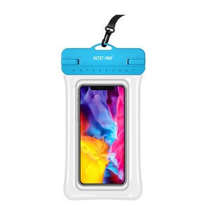Catzon Waterproof Mobile Phone Bag TPU Inflatable Floating Model with Lanyard Dry Bag for Up to 8.2 Inch-Blue