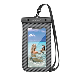 Catzon Waterproof Mobile Phone Bag TPU Inflatable Floating Model with Lanyard Dry Bag for Up to 8.2 Inch-Black