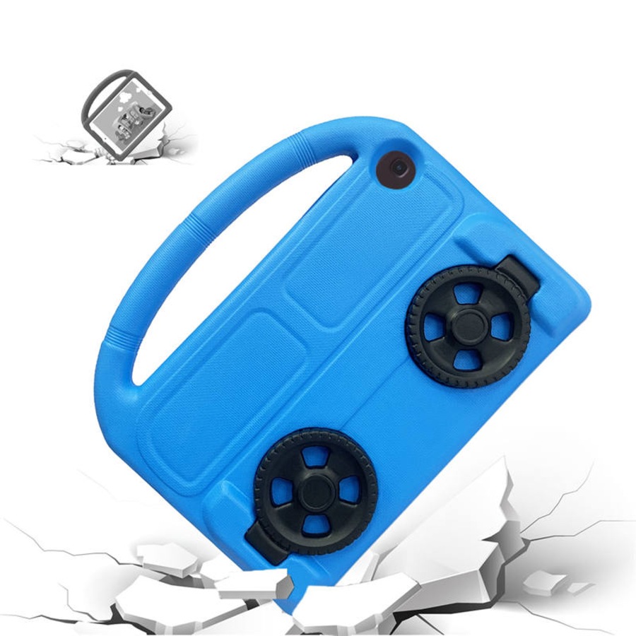 Catzon Wheel Samsung Tablet Case For Tab A 10.1 T510/T515(2019) Shockproof Stand Cover With Handle Stand-Blue
