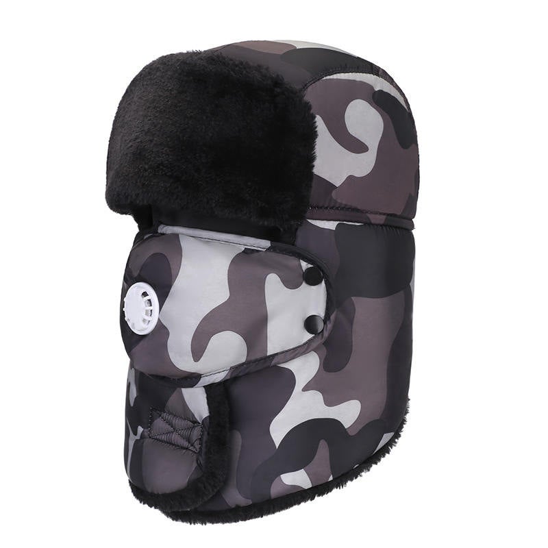 Catzon Winter Hats for Men Windproof Warm Hat with Ear Flaps for Skiing And Outdoor Riding-Camouflage Grey