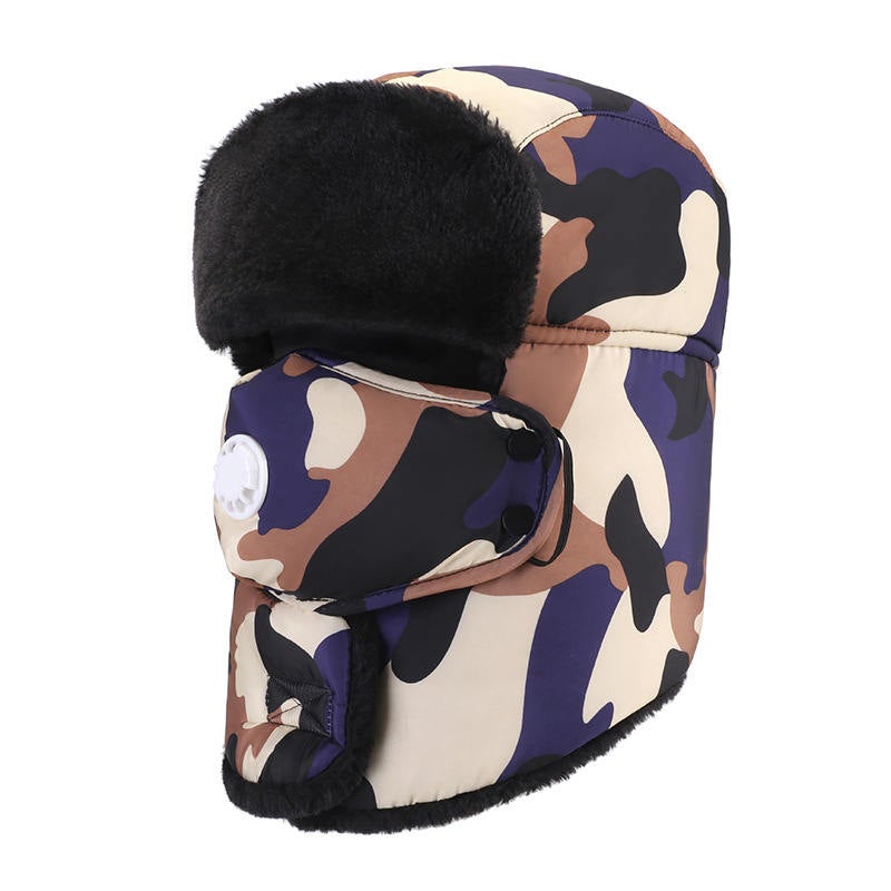 Catzon Winter Hats for Men Windproof Warm Hat with Ear Flaps for Skiing And Outdoor Riding-Camouflage Purple