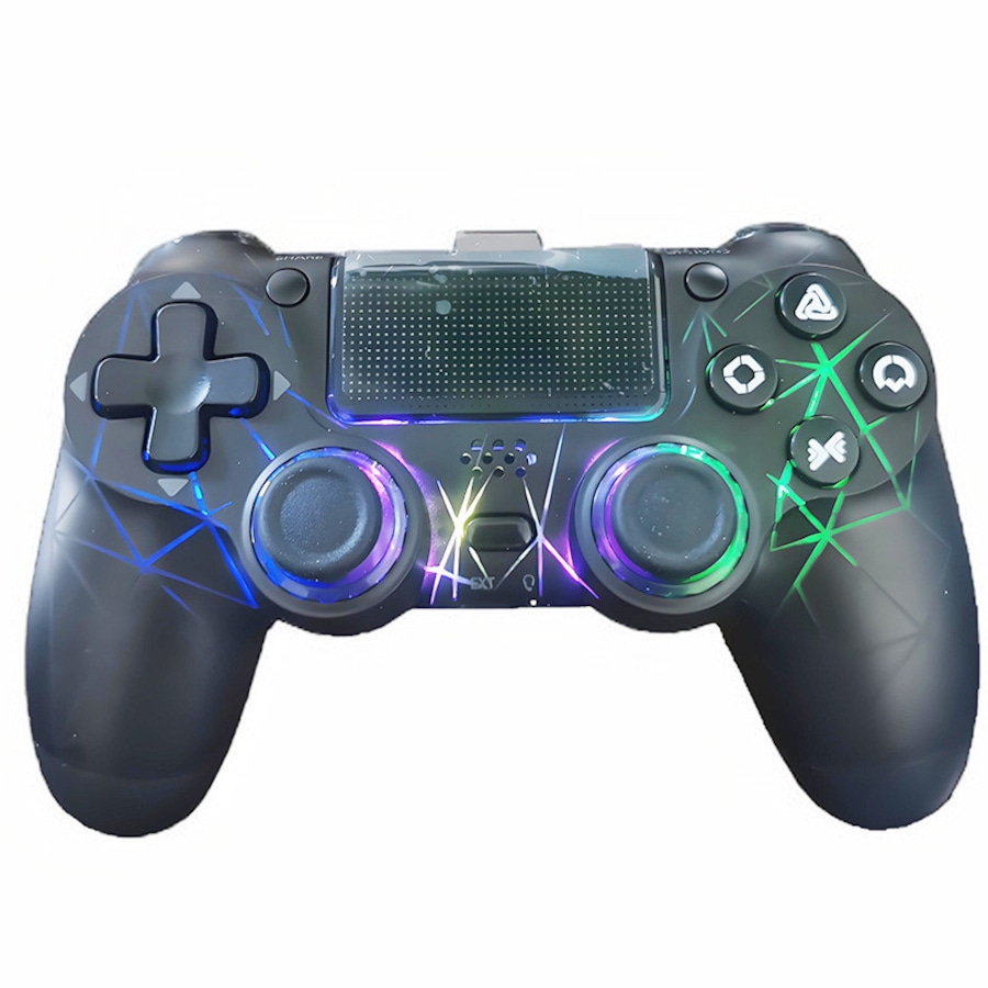 Catzon Wireless Game Controller with RGB Light Black Crack Custom Design For PS4-BL
