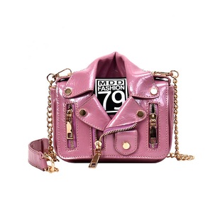 Catzon Women Chain Strap Shoulder Bag Unique Jacket Leather Handbags-Purple