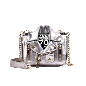 Catzon Women Chain Strap Shoulder Bag Unique Jacket Leather Handbags-Silver