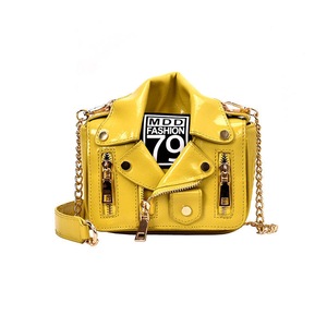 Catzon Women Chain Strap Shoulder Bag Unique Jacket Leather Handbags-Yellow
