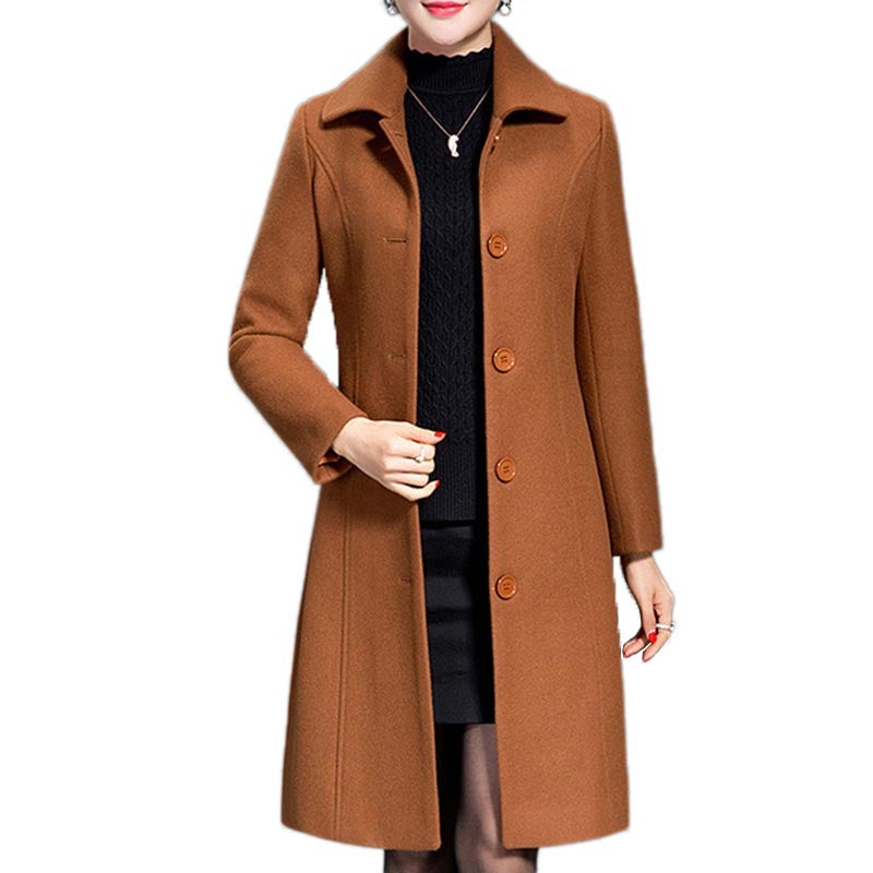 Buy Catzon Womens Winter Wool Trench Coat Long Thick coat-Caramels - MyDeal