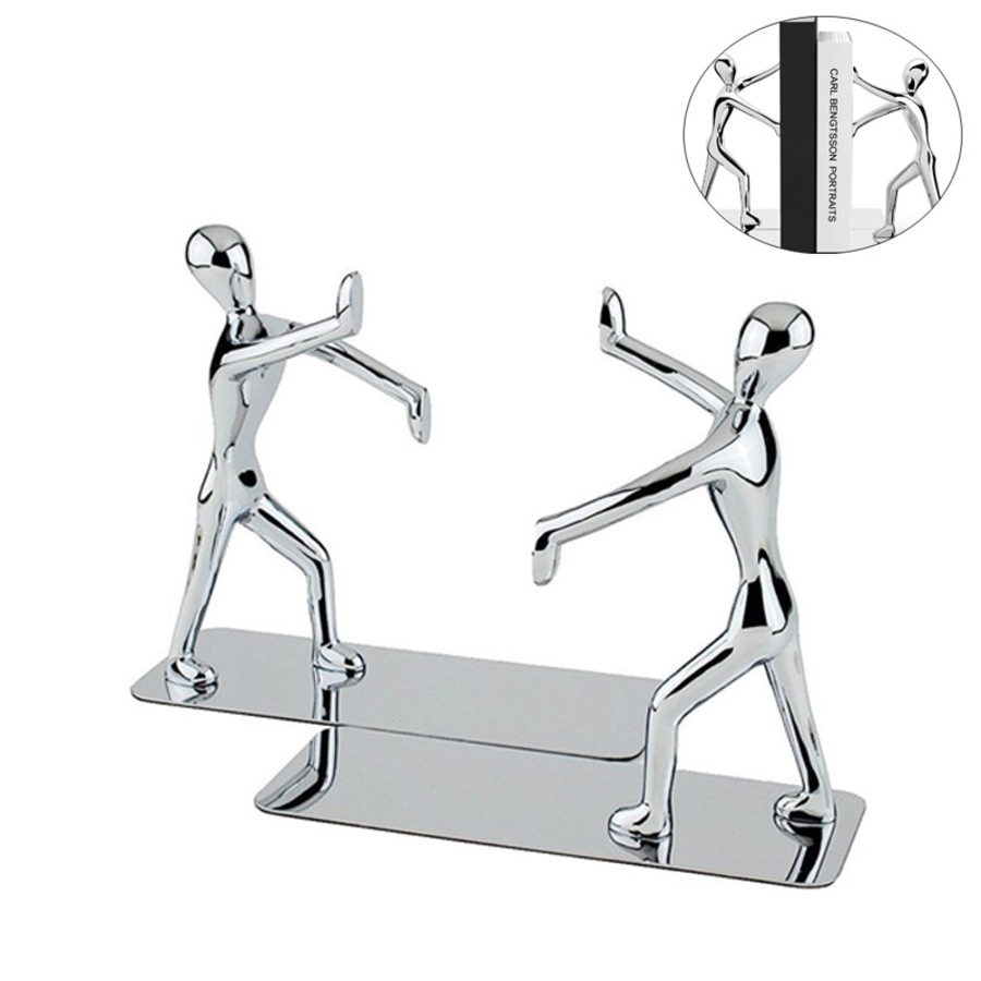 Catzon Zinc Alloy Man Bookend Book Support Book Stopper for Books Non-skid Bookend Creative Decorations