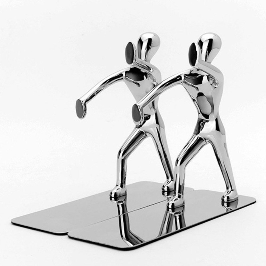 Catzon Zinc Alloy Man Bookend Book Support Book Stopper for Books Non-skid Bookend Creative Decorations