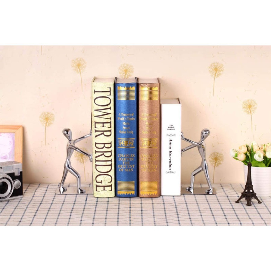 Catzon Zinc Alloy Man Bookend Book Support Book Stopper for Books Non-skid Bookend Creative Decorations