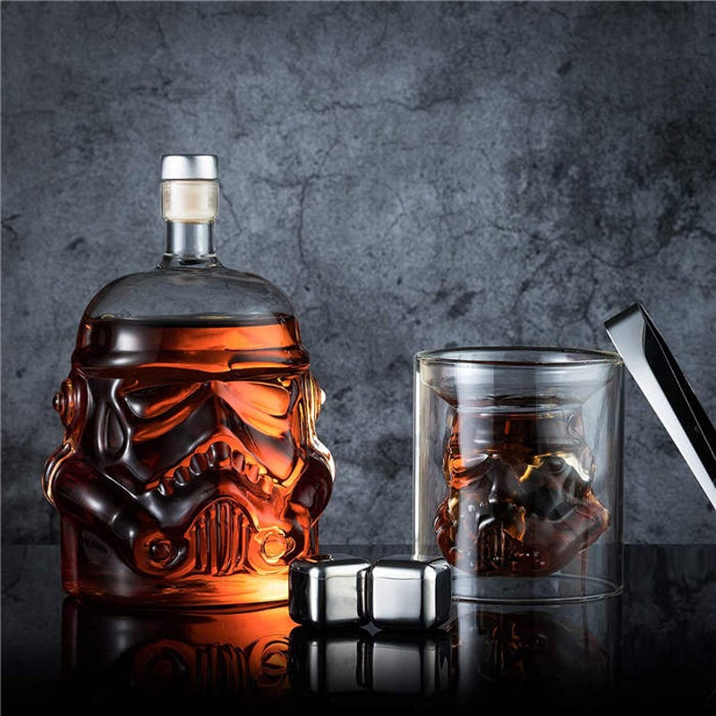 Transparent Creative Whiskey Decanter Set Bottle with 2 Wine