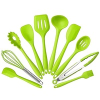Catzon 10 Piece Cooking Utensils Silicone Kitchen Utensils Set, Non-toxic Hygienic Safety Heat Resistant(Green)