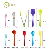 Catzon 10 Piece Cooking Utensils Silicone Kitchen Utensils Set, Non-toxic Hygienic Safety Heat Resistant(Multi-Color)
